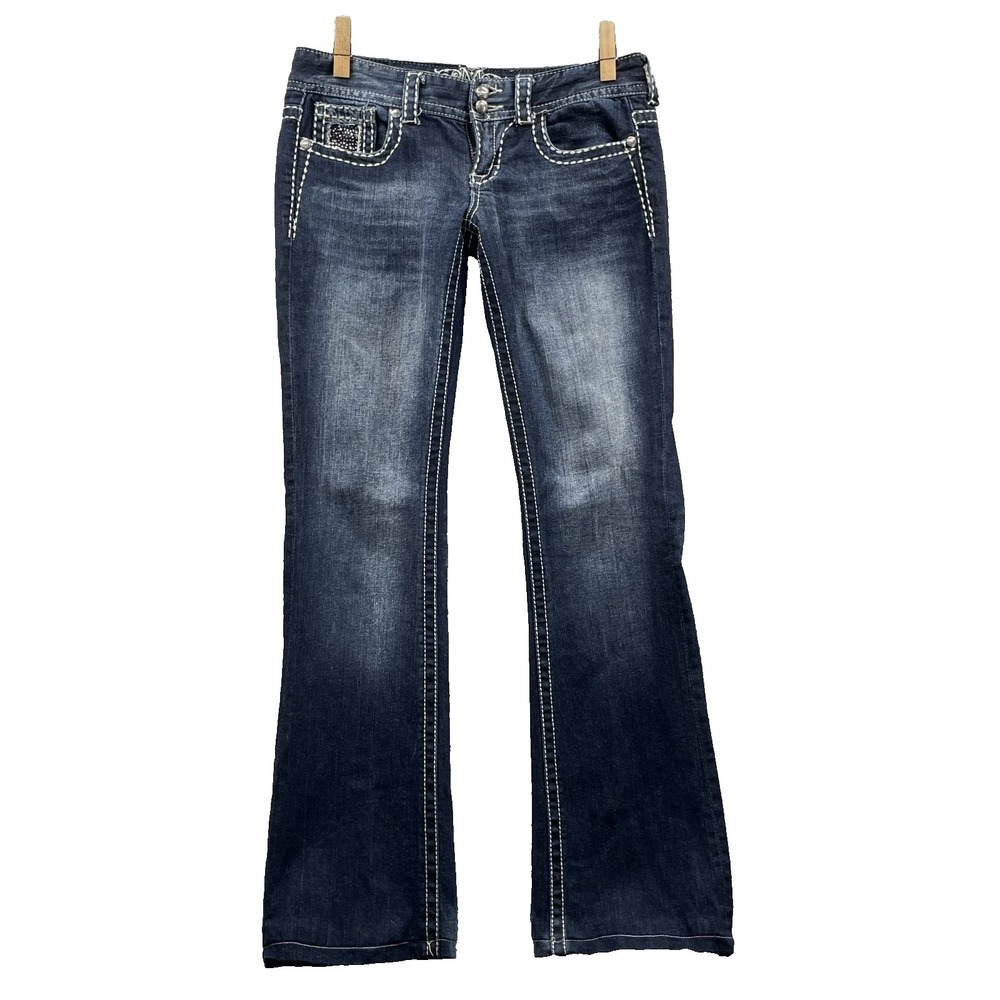 Maurices Bootcut Jean Women's 33x33* Low Rise Whisker Rodeo Western Y2k Cowgirl